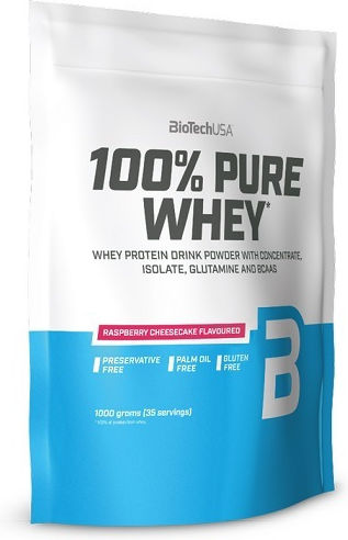biotech_usa_100_pure_whey_proteini_orou_galaktos_choris_glouteni_me_geysi_raspberry_cheesecake_1kg