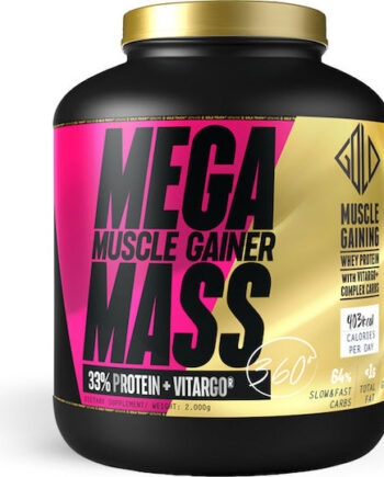 GoldTouch Nutrition Mega Mass 2kg Chocolate gainer με WPC80 και Vitargo
